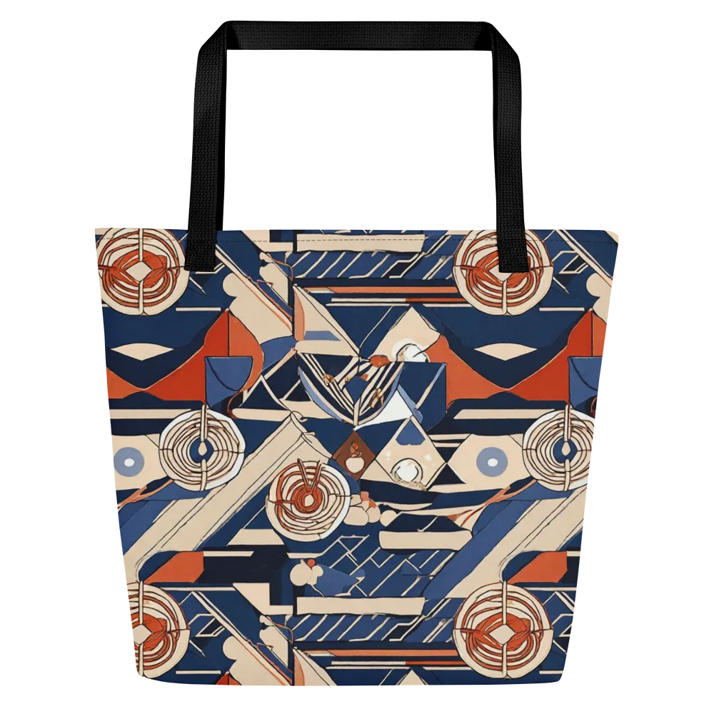 Nautical Circuit on Large Tote Bag W/ Pocket — Front