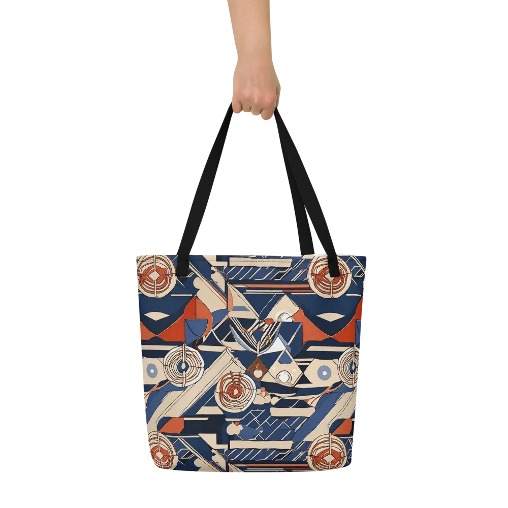 Nautical Circuit on Large Tote Bag W/ Pocket — Front