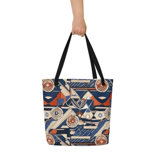 Nautical Circuit on a Large Tote Bag W/ Pocket