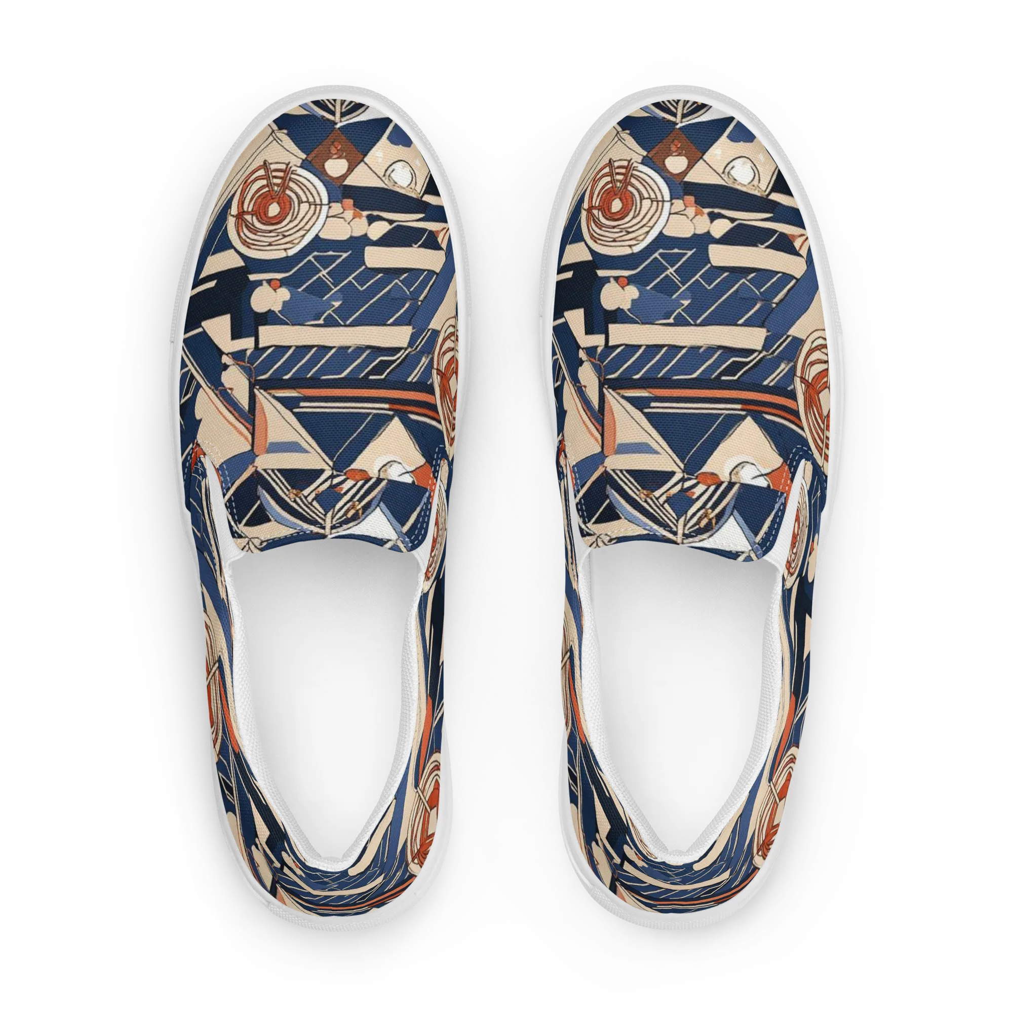 Nautical Circuit on Women's Slip-On Canvas Shoes — Front