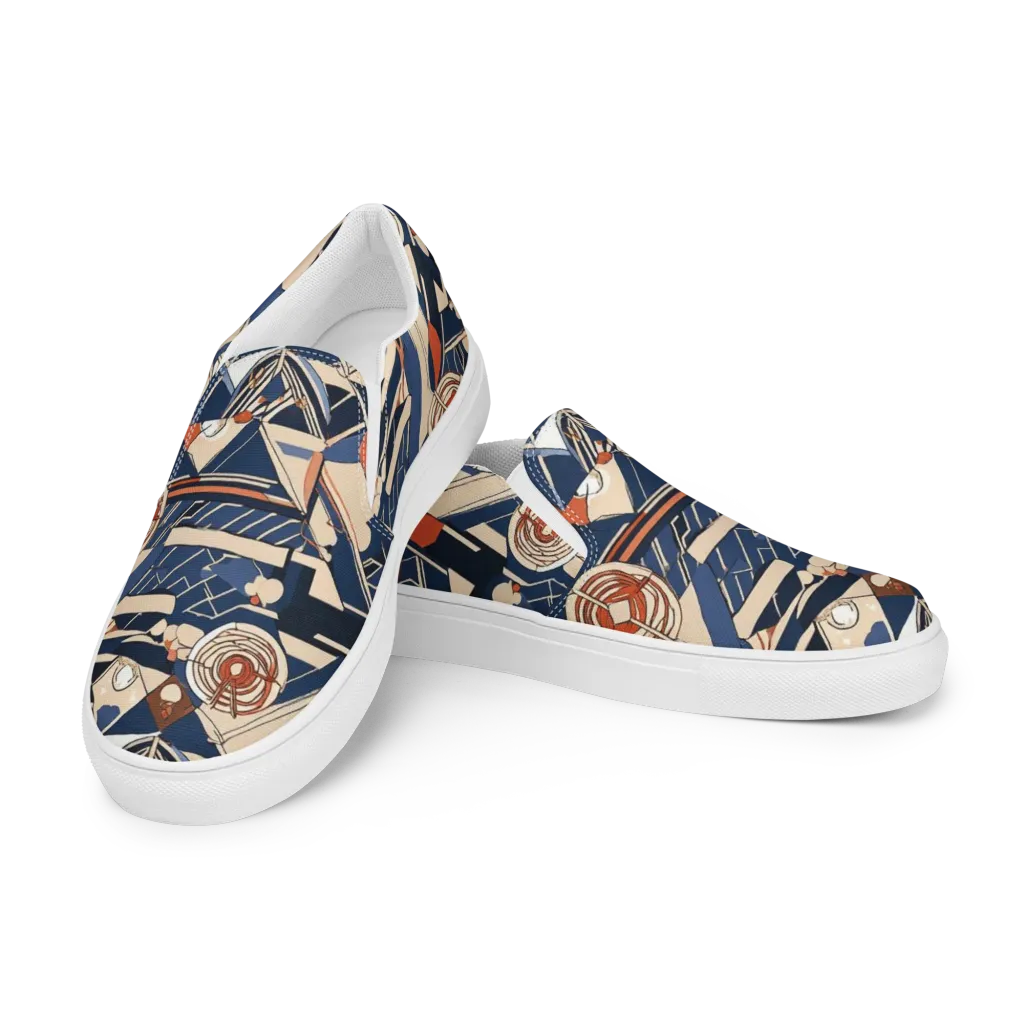 Nautical Circuit on Women's Slip-On Canvas Shoes — Left Front