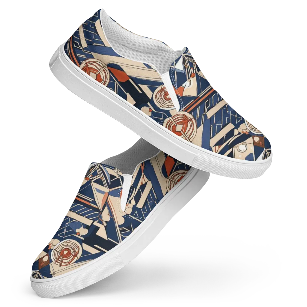 Nautical Circuit on Women's Slip-On Canvas Shoes — Front