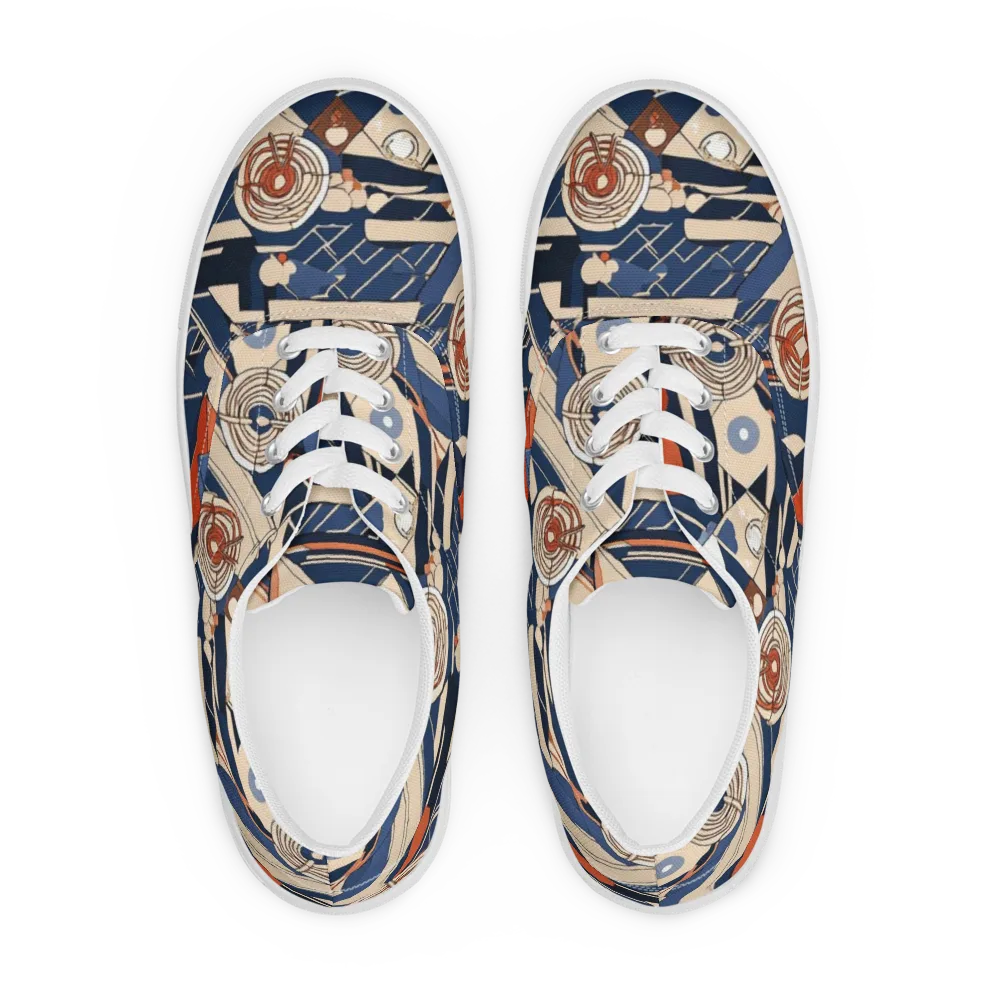 Nautical Circuit on Men's Lace-Up Canvas Shoes — Front