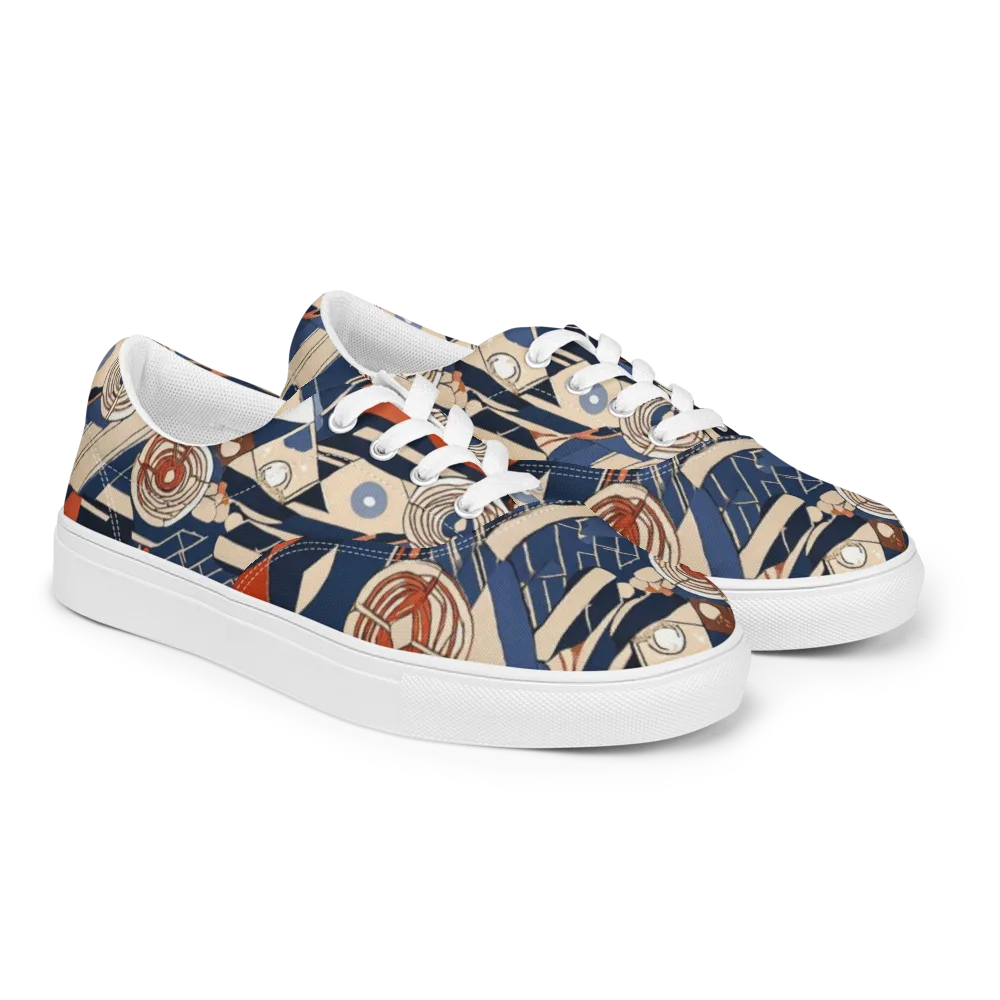 Nautical Circuit on Men's Lace-Up Canvas Shoes — Right Front