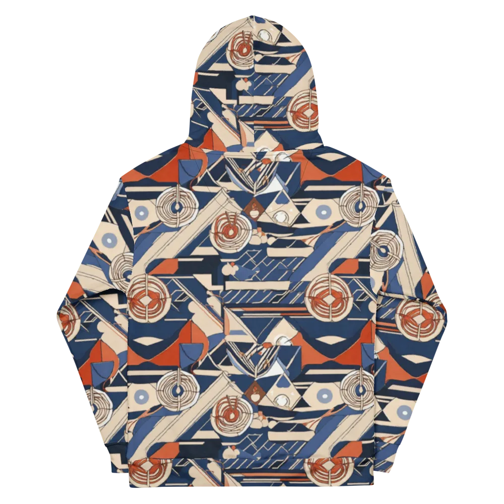 Nautical Circuit on Cotton Hoodie — Back