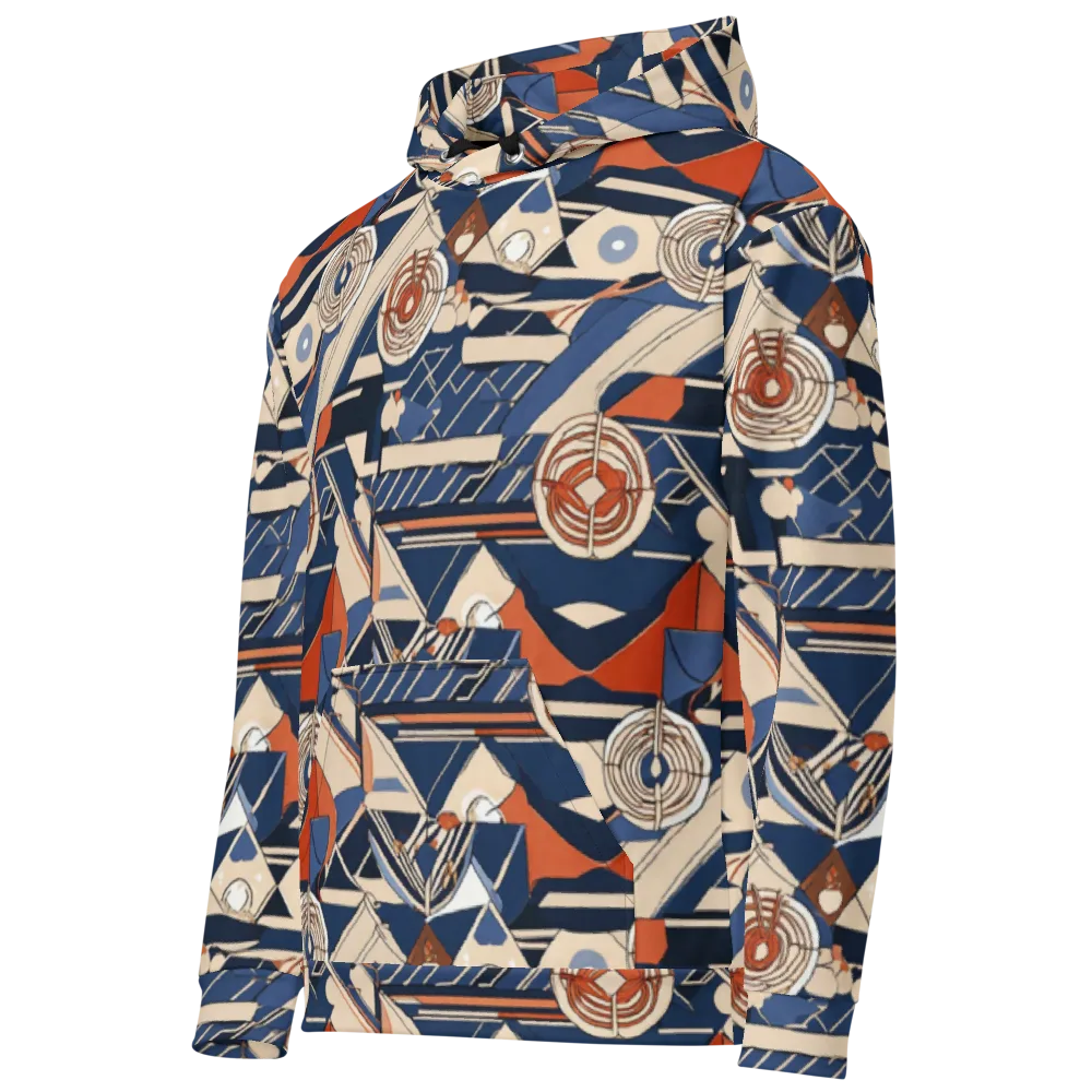 Nautical Circuit on Cotton Hoodie — Left Front