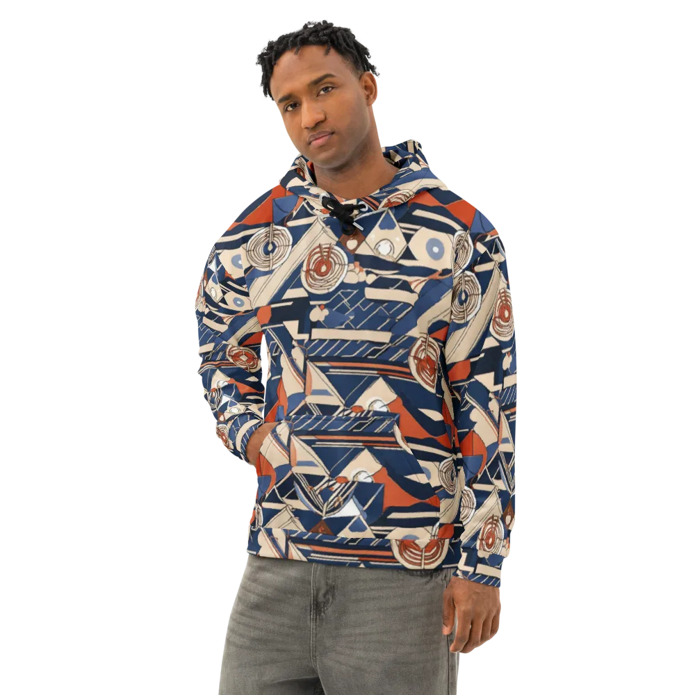 Nautical Circuit on Cotton Hoodie — Left Front