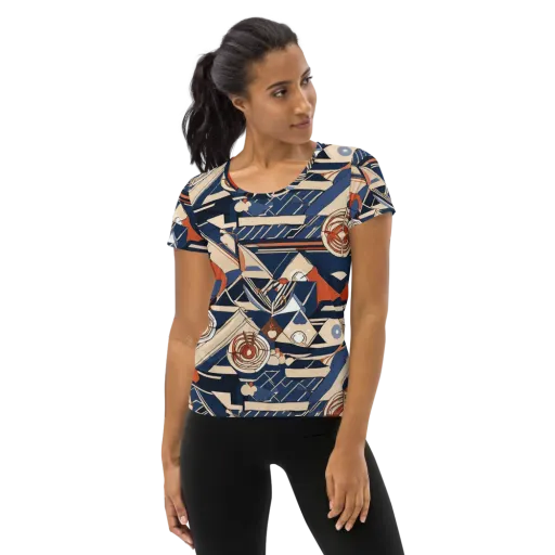 Nautical Circuit on a Women's Athletic T-Shirt