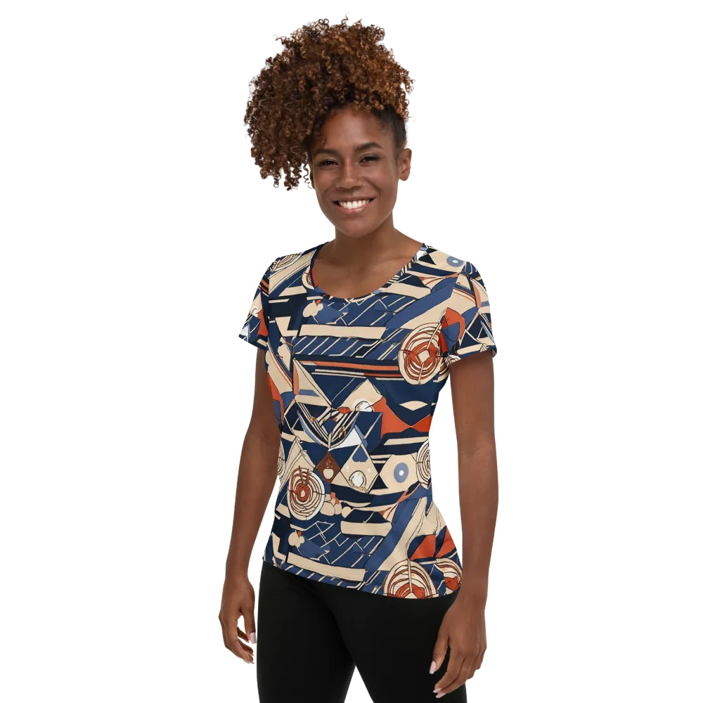 Nautical Circuit on Women's Athletic T-Shirt — Left