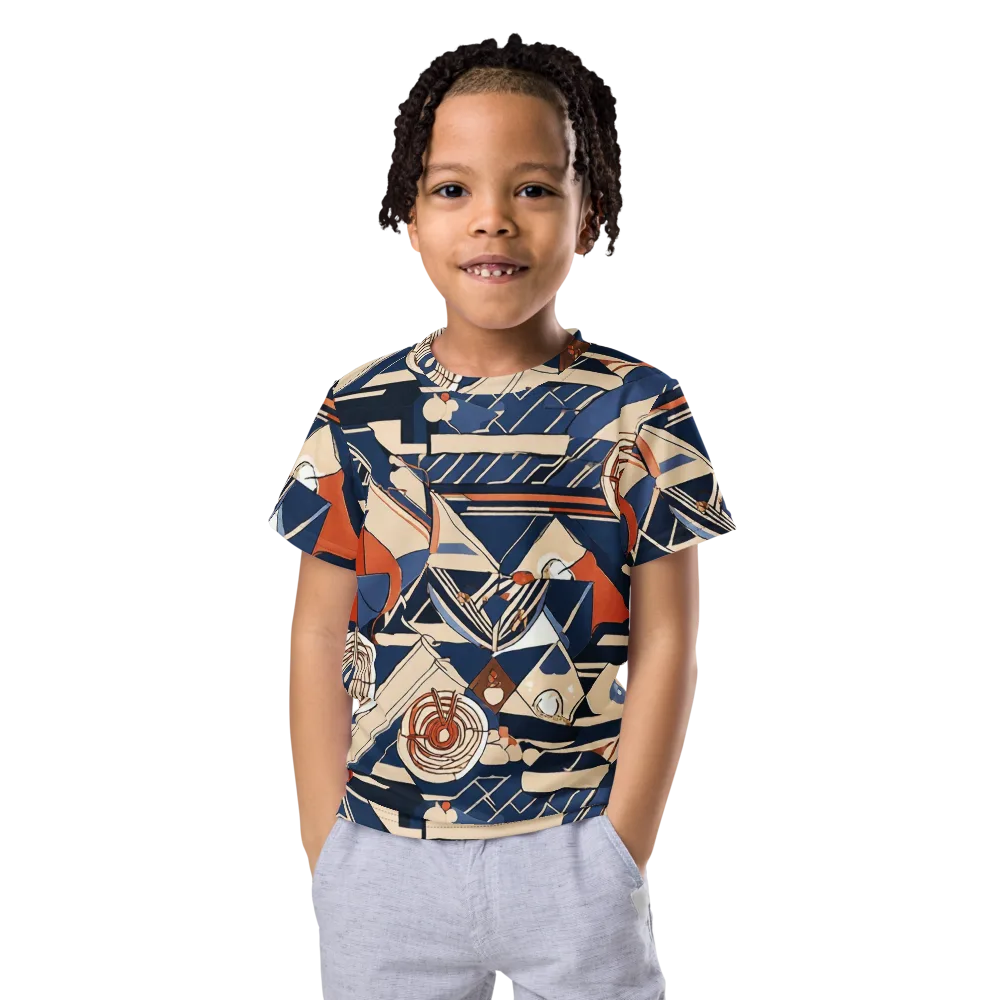 Nautical Circuit on Kids Crew Neck T-Shirt — Front