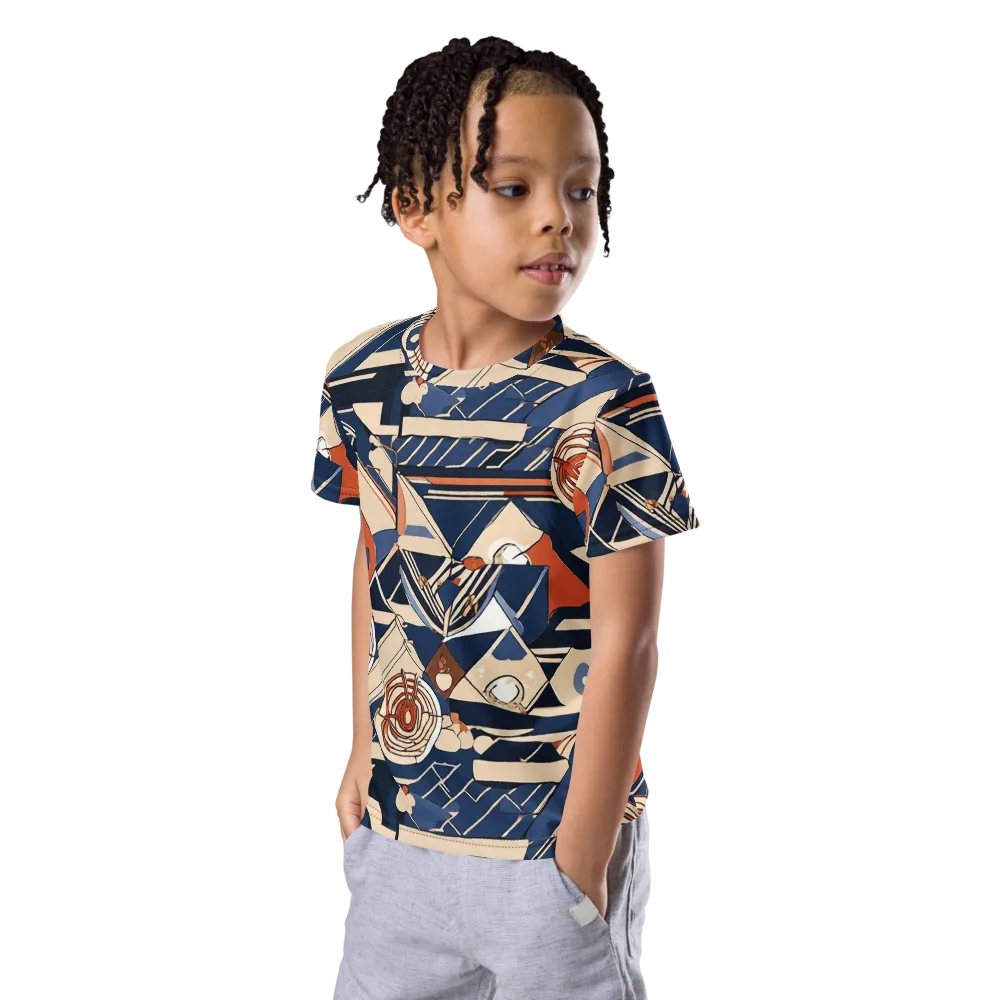Nautical Circuit on Kids Crew Neck T-Shirt — Left Front