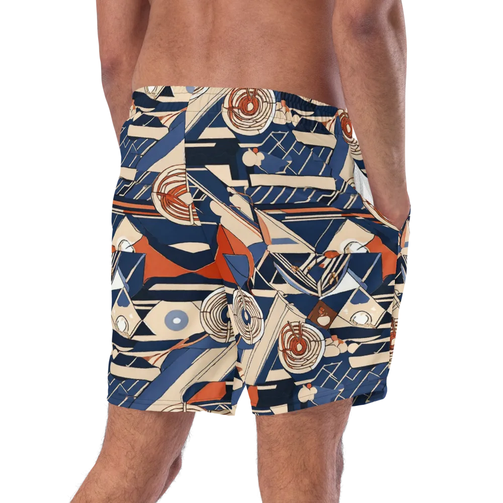 Nautical Circuit on Swim Trunks — Right Back