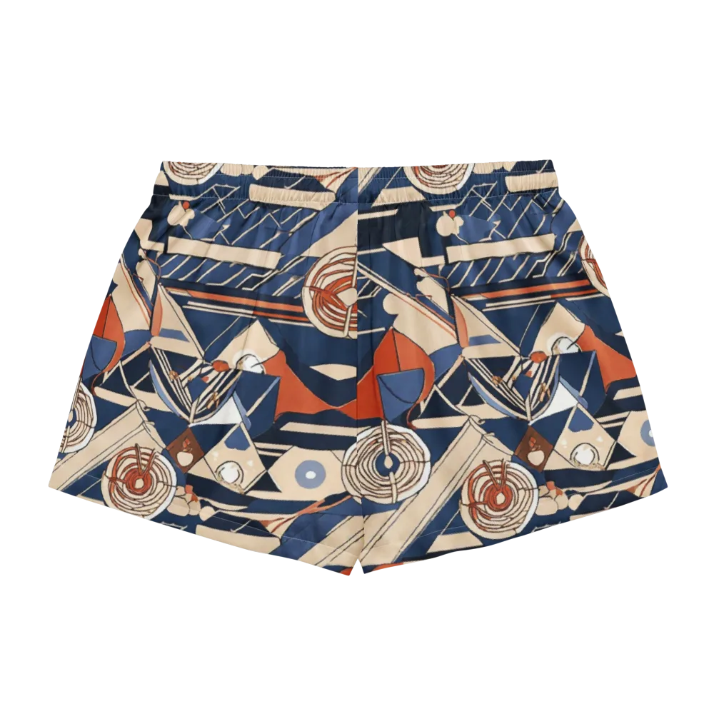 Nautical Circuit on Women's Pajama Shorts — Back