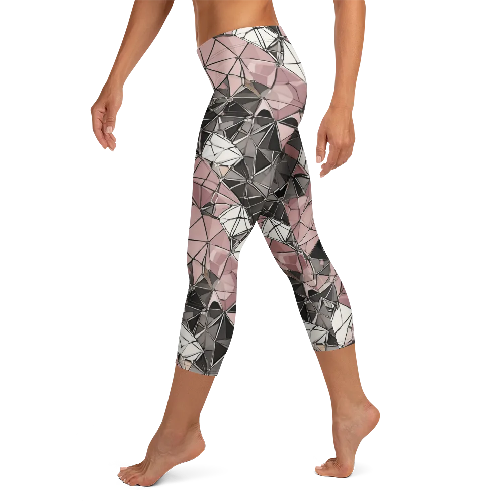 Rose Quartz Shatter on Capri Leggings — Left