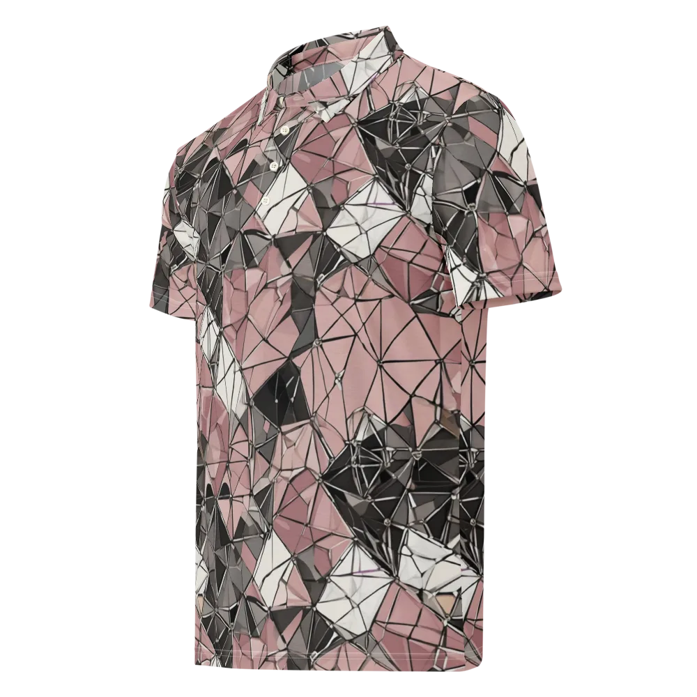 Rose Quartz Shatter on Men's Slim Fit Polo Shirt — Left Front