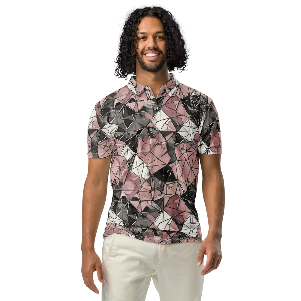 Rose Quartz Shatter on Men's Slim Fit Polo Shirt — Front
