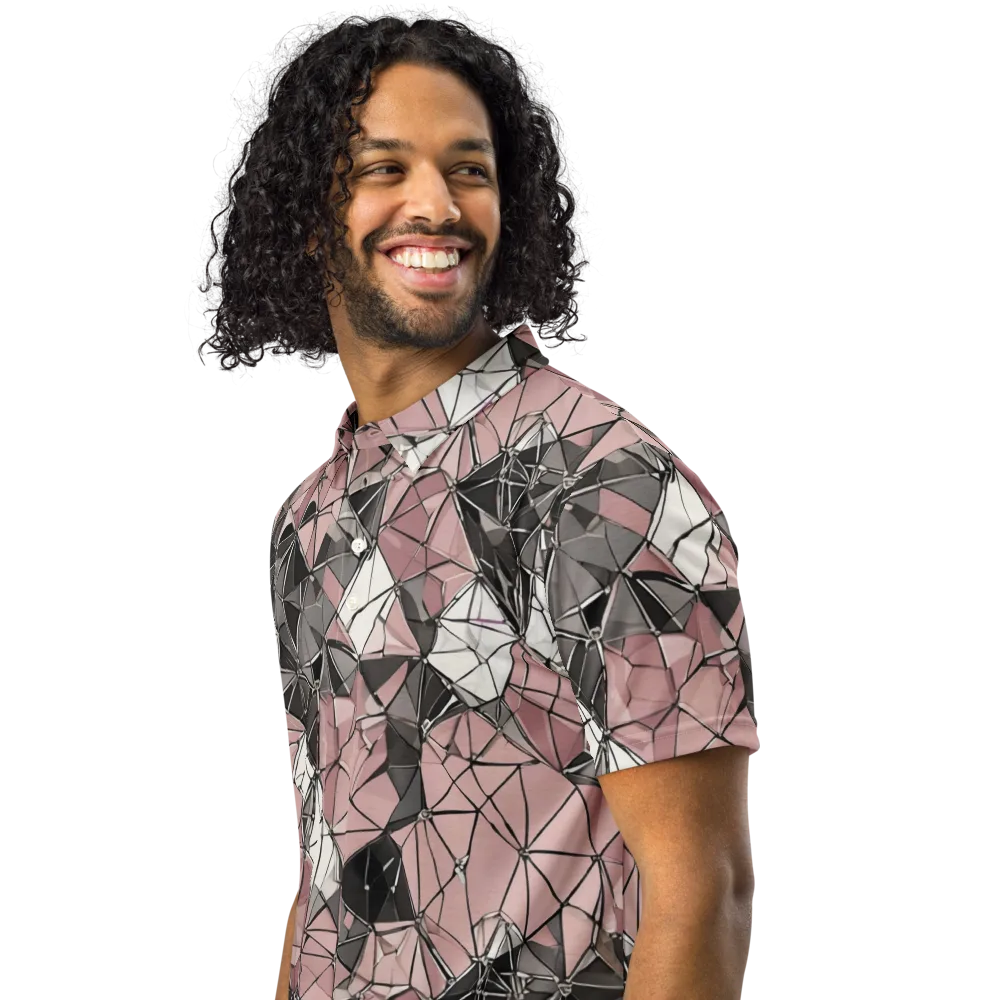 Rose Quartz Shatter on Men's Slim Fit Polo Shirt — Left Front