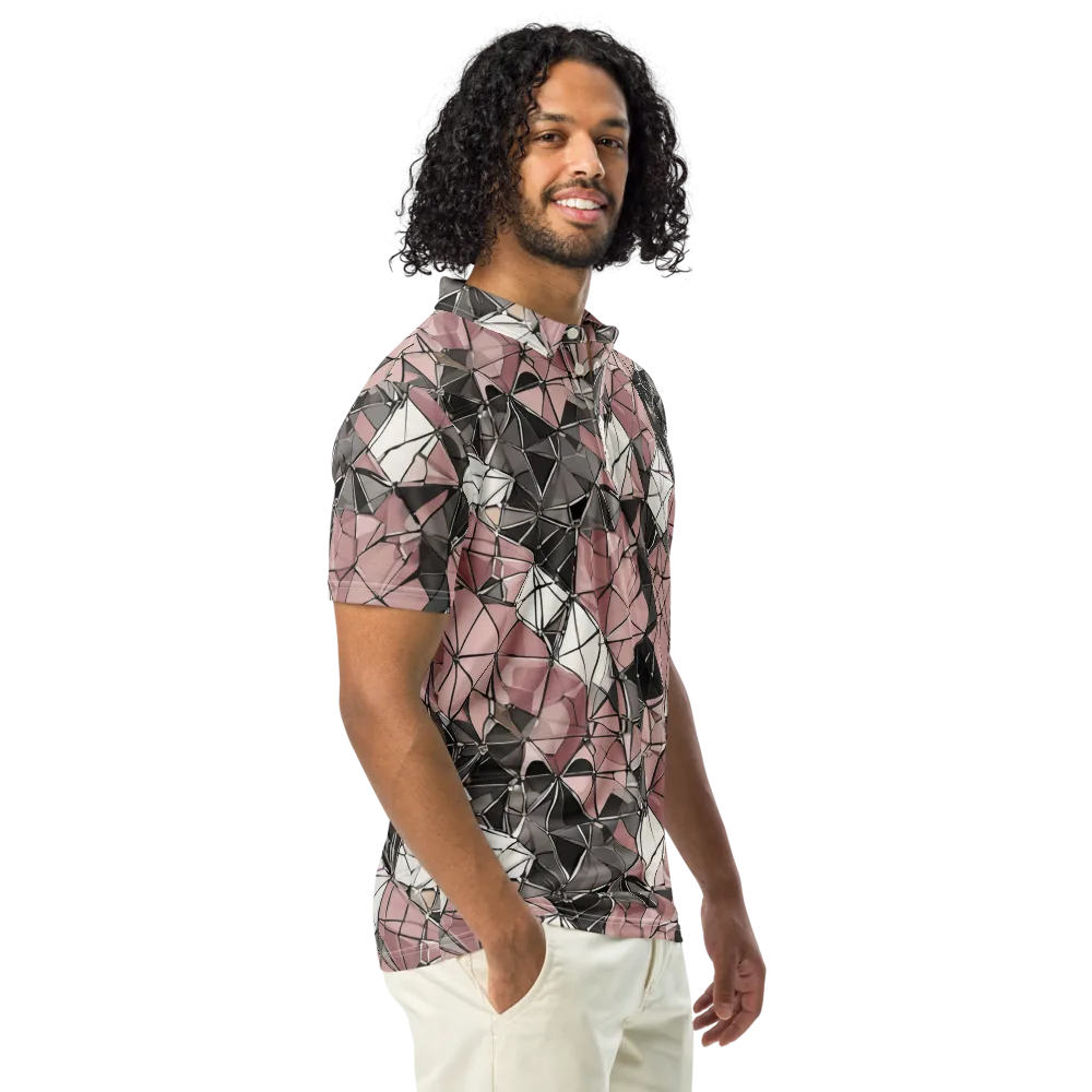 Rose Quartz Shatter on Men's Slim Fit Polo Shirt — Right Front