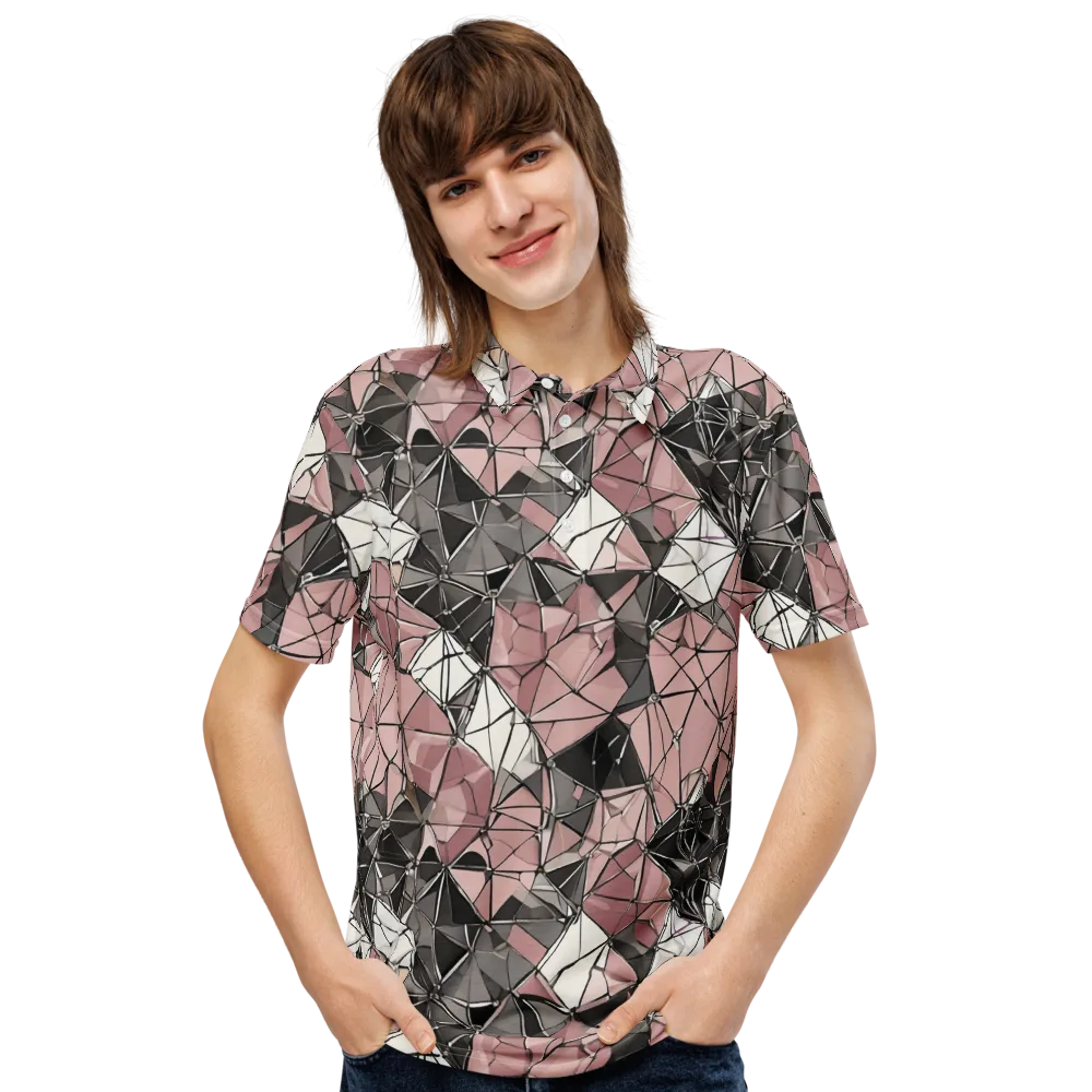 Rose Quartz Shatter on Men's Slim Fit Polo Shirt — Front