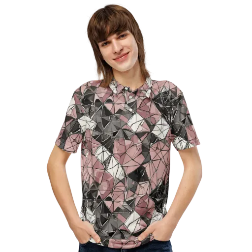 Rose Quartz Shatter on a Men's Slim Fit Polo Shirt
