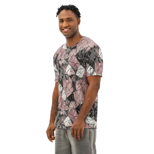 Rose Quartz Shatter on a Men's Cotton Crew Neck T-Shirt