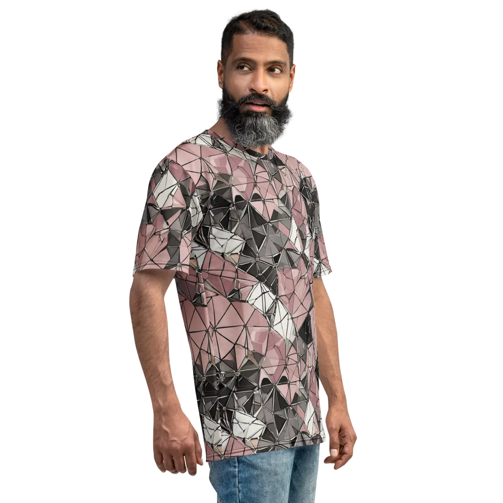Rose Quartz Shatter on Men's Crew Neck T-Shirt — Right