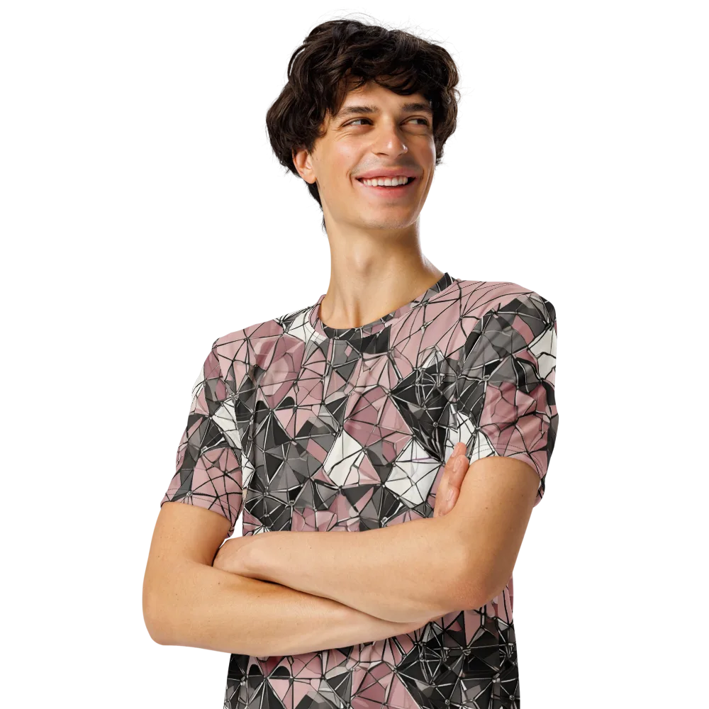 Rose Quartz Shatter on Men's Crew Neck T-Shirt — Left Front