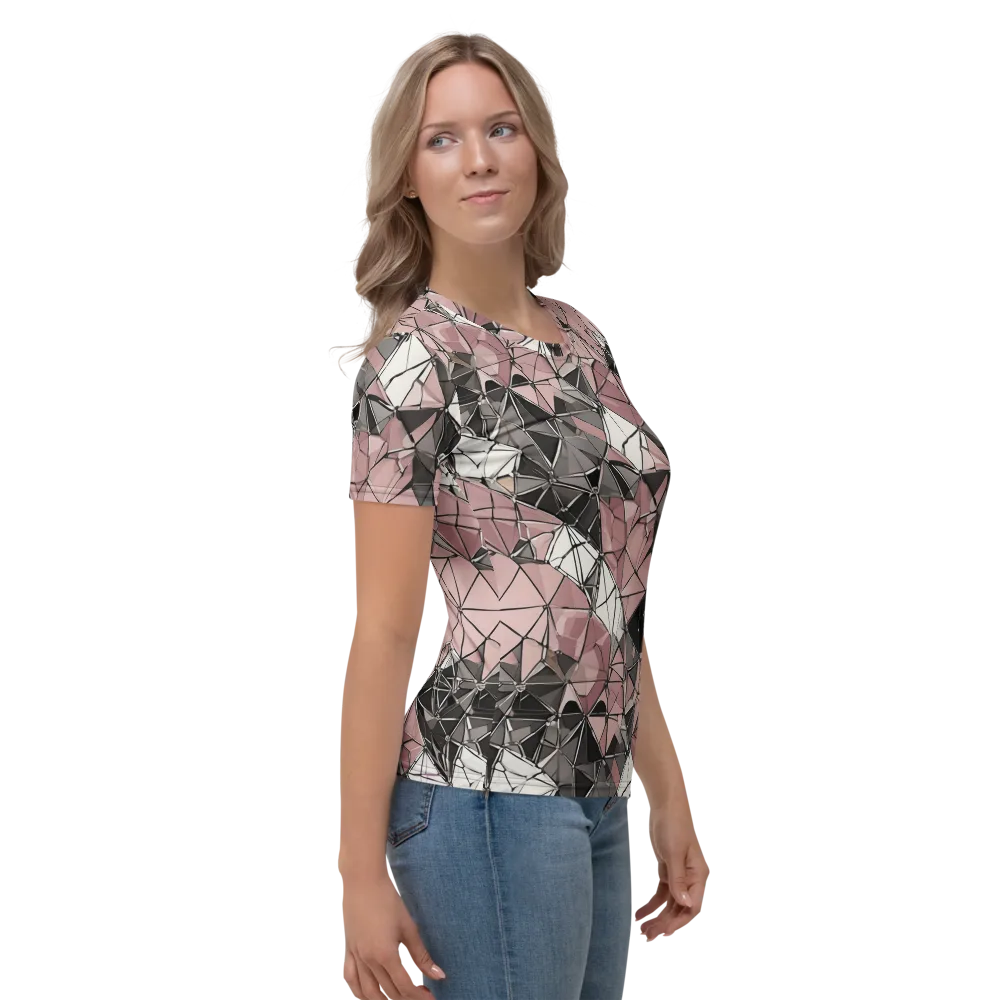 Rose Quartz Shatter on Women's Crew Neck T-Shirt — Right