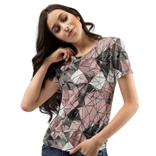 Rose Quartz Shatter on a Women's Crew Neck T-Shirt
