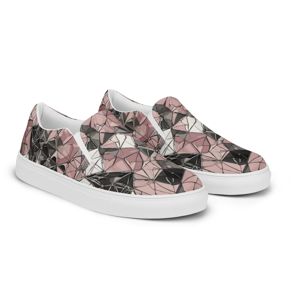 Rose Quartz Shatter on Men's Slip-On Canvas Shoes — Right Front