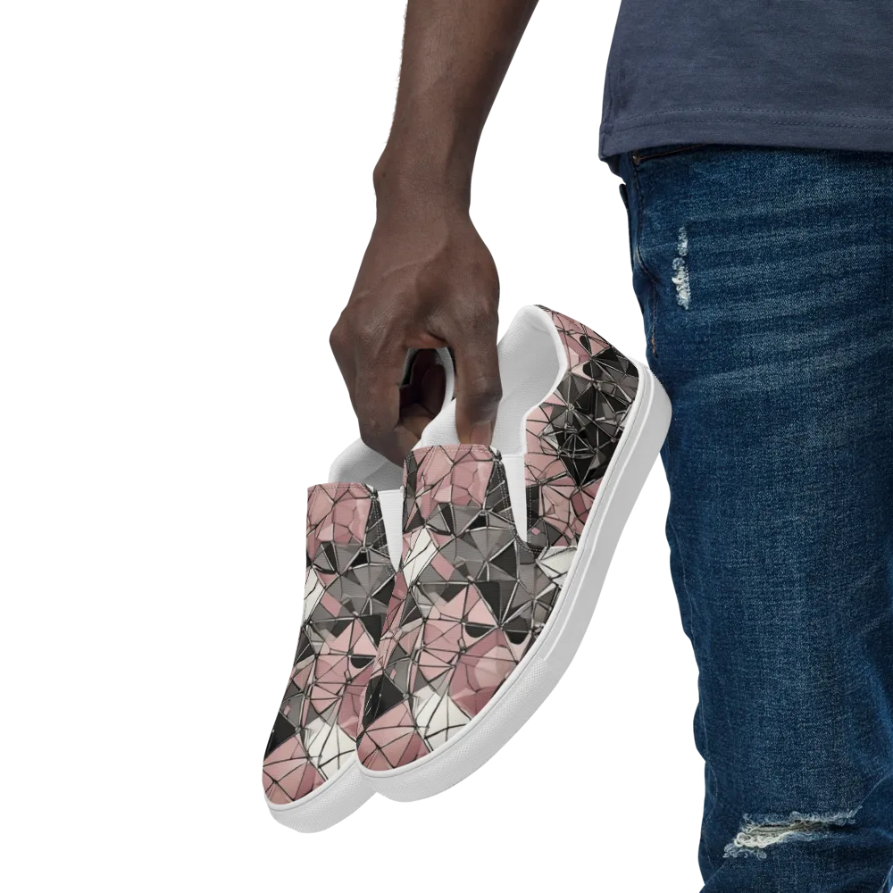 Rose Quartz Shatter on Men's Slip-On Canvas Shoes — Left Front