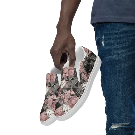 Rose Quartz Shatter on a Men's Slip-On Canvas Shoes