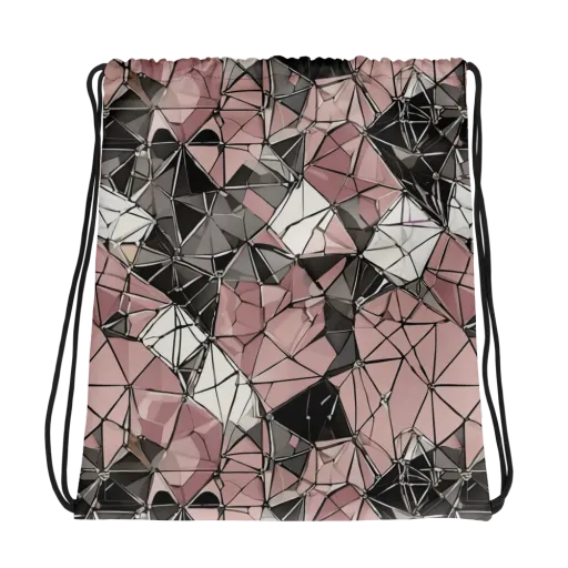 Rose Quartz Shatter on a Drawstring Bag