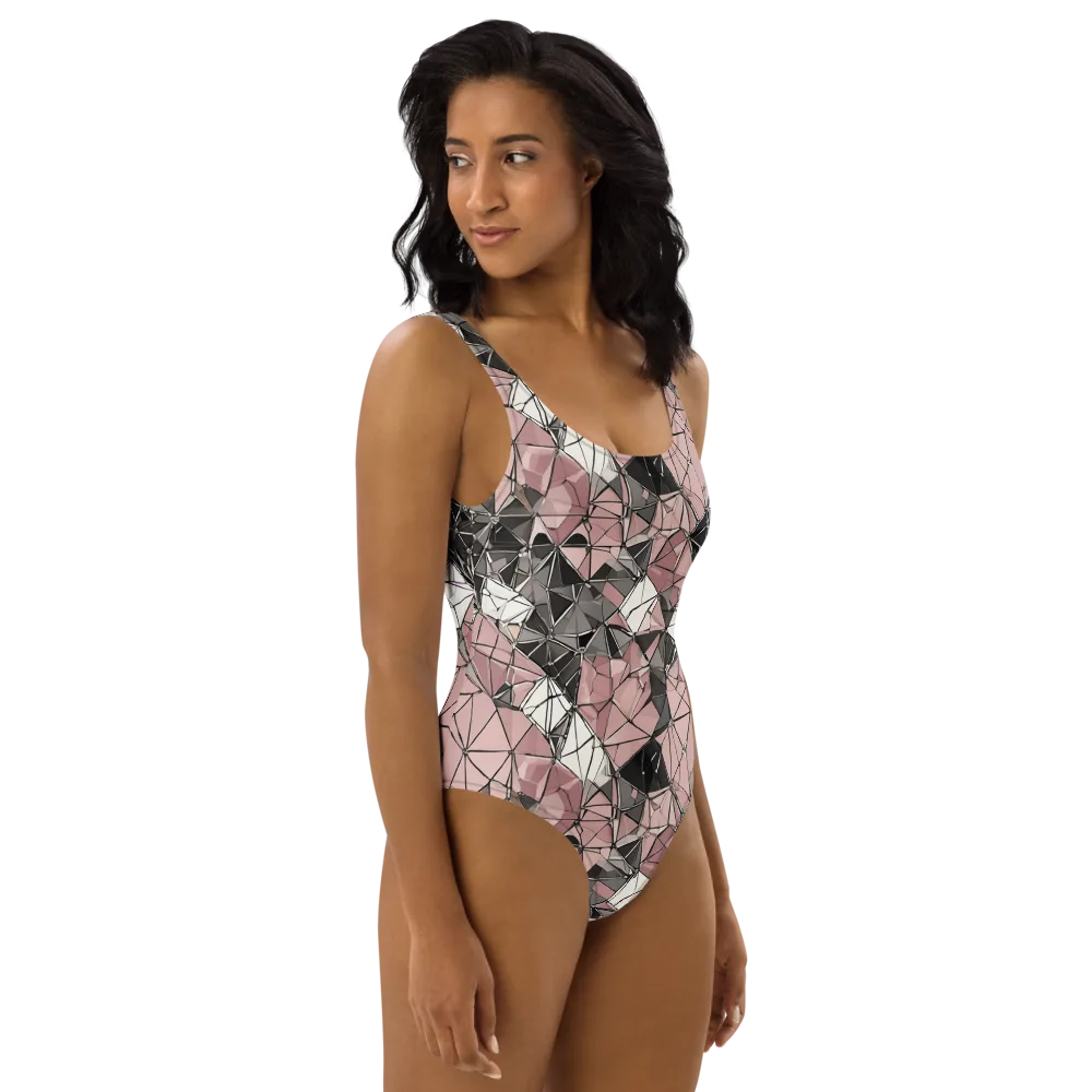 Rose Quartz Shatter on One-Piece Swimsuit — Right