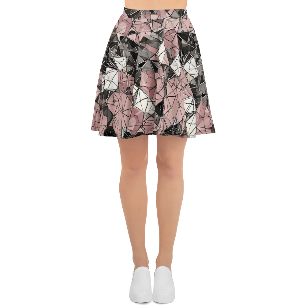 Rose Quartz Shatter on Skater Skirt — Front