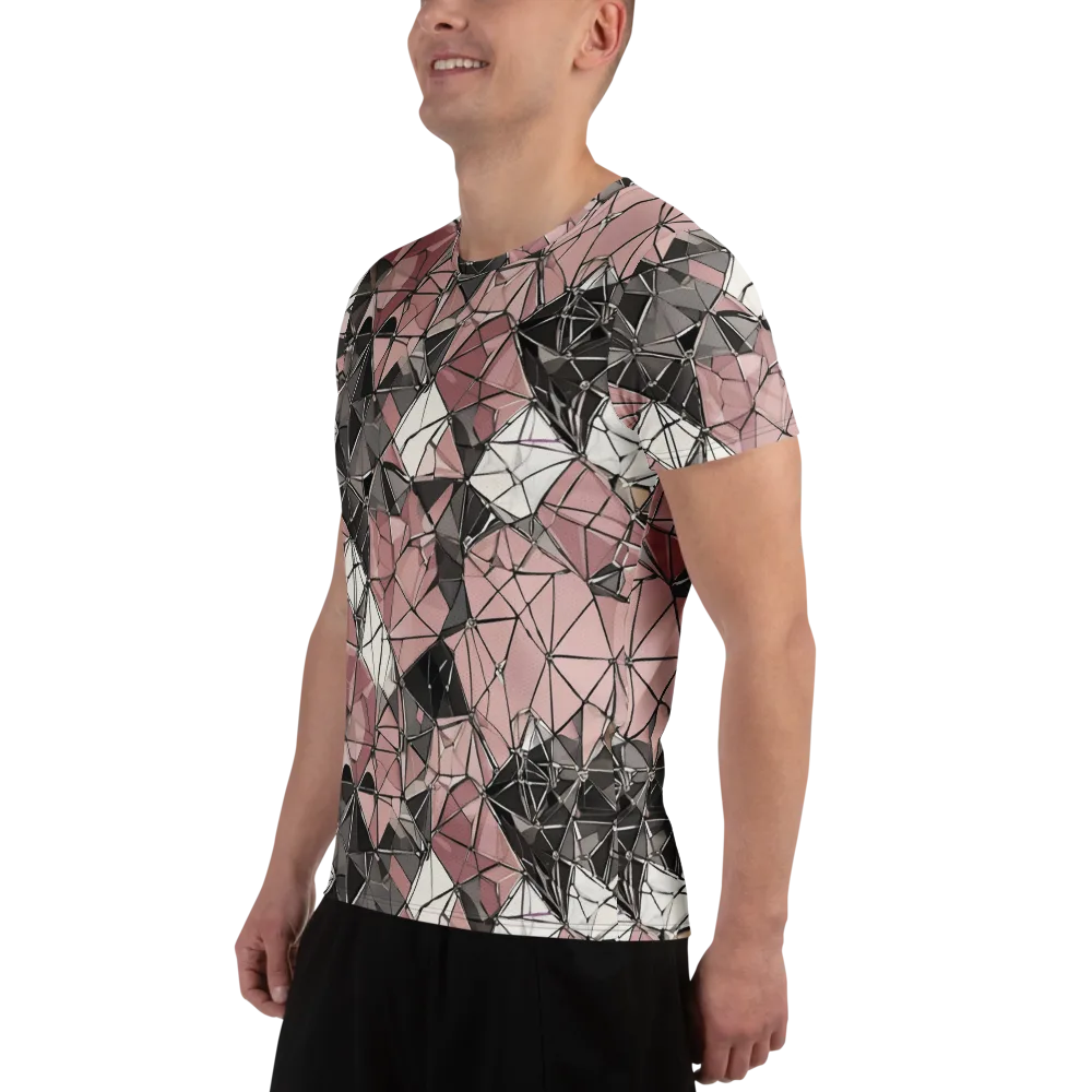 Rose Quartz Shatter on Men's Athletic T-Shirt — Left