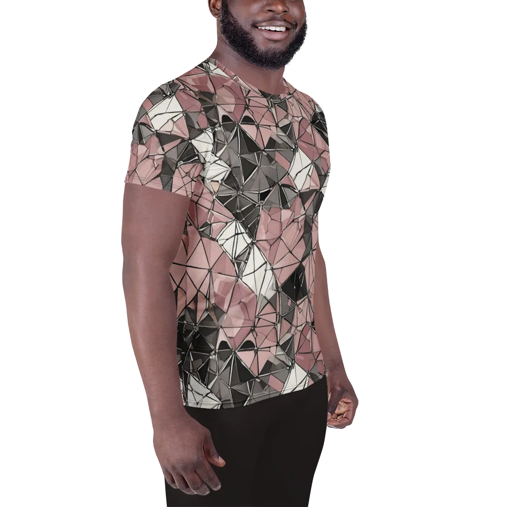 Rose Quartz Shatter on Men's Athletic T-Shirt — Right