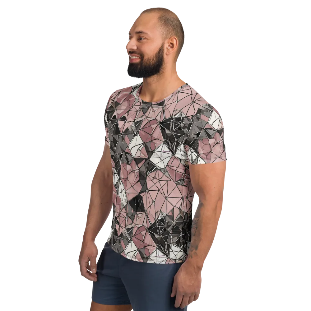 Rose Quartz Shatter on Men's Athletic T-Shirt — Left