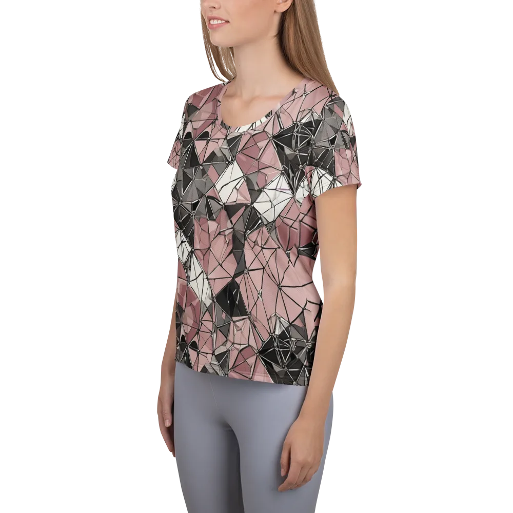 Rose Quartz Shatter on Women's Athletic T-Shirt — Left