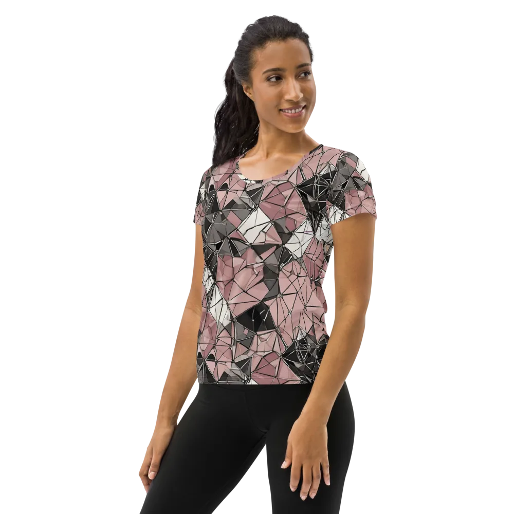 Rose Quartz Shatter on Women's Athletic T-Shirt — Left