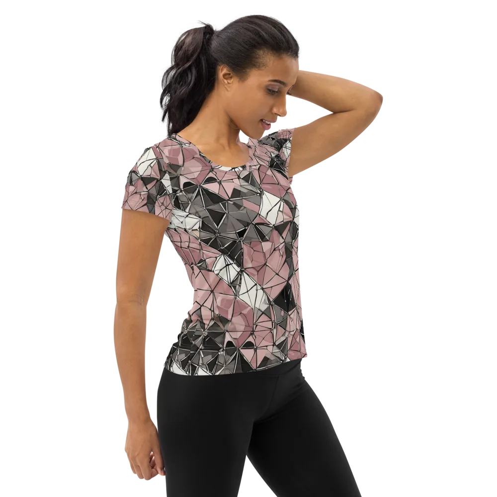 Rose Quartz Shatter on Women's Athletic T-Shirt — Right