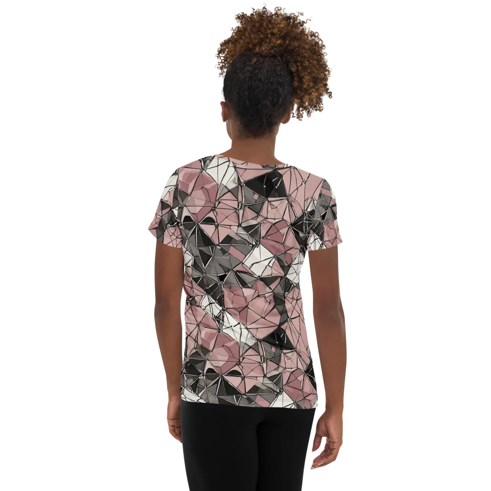 Rose Quartz Shatter on Women's Athletic T-Shirt — Back