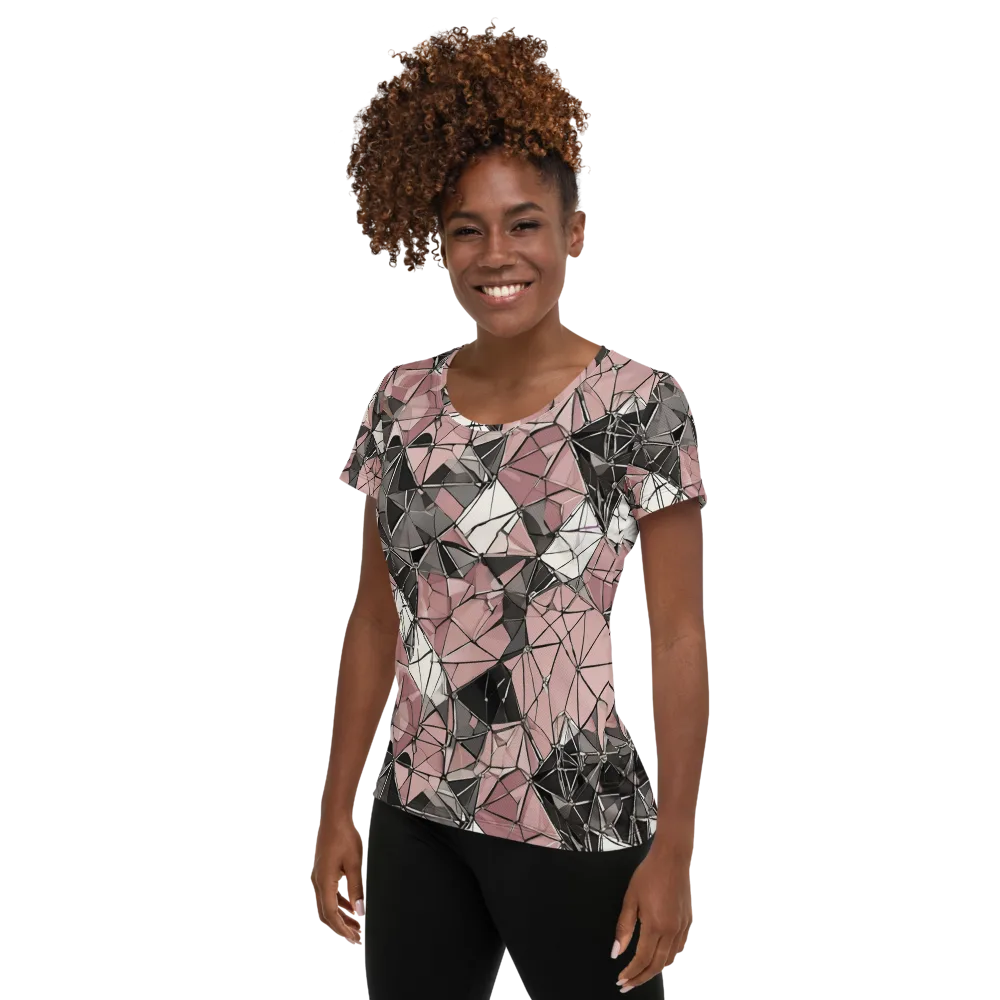 Rose Quartz Shatter on Women's Athletic T-Shirt — Left