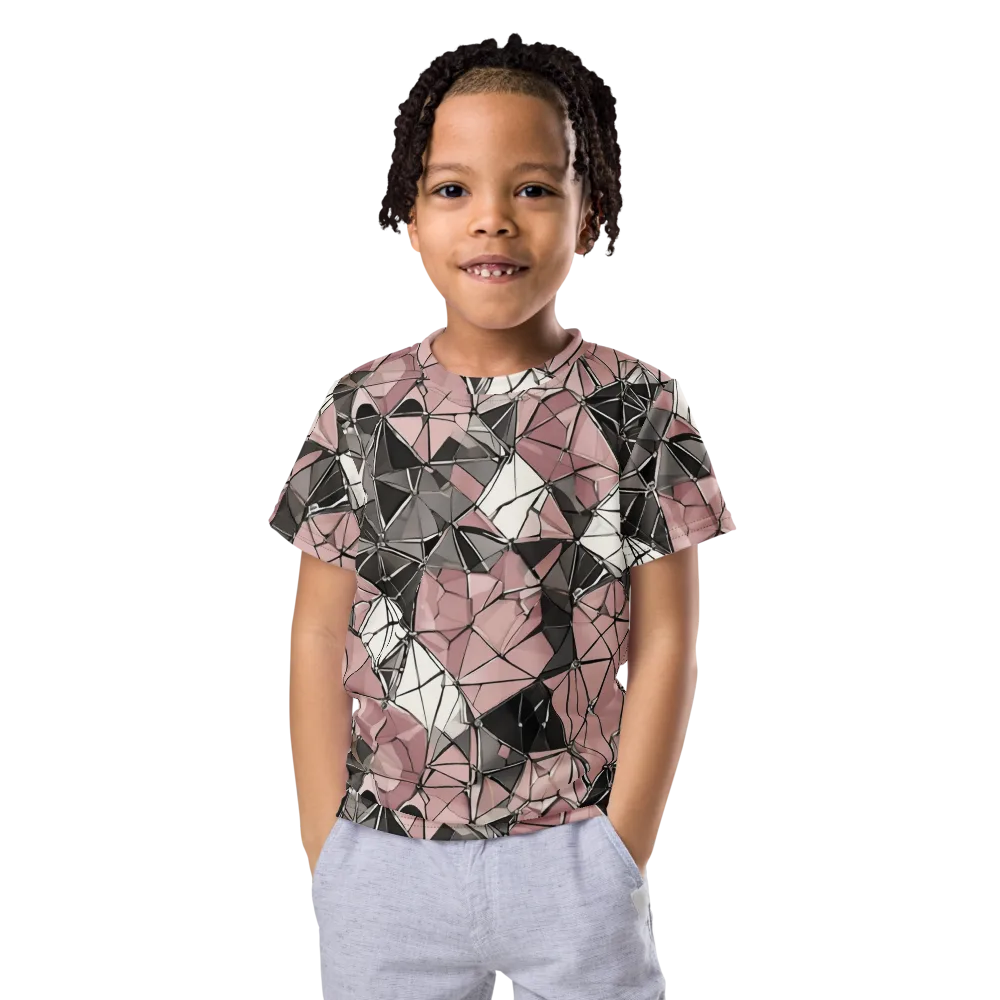 Rose Quartz Shatter on Kids Crew Neck T-Shirt — Front