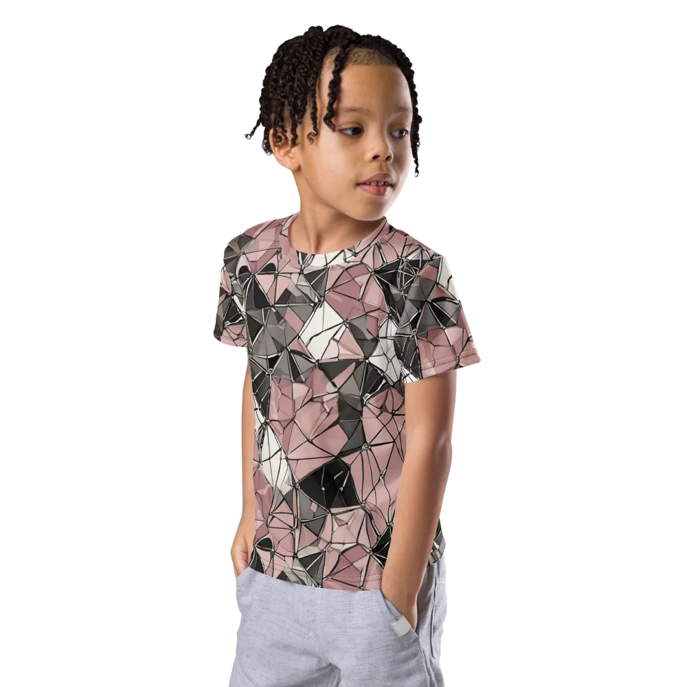 Rose Quartz Shatter on Kids Crew Neck T-Shirt — Left Front