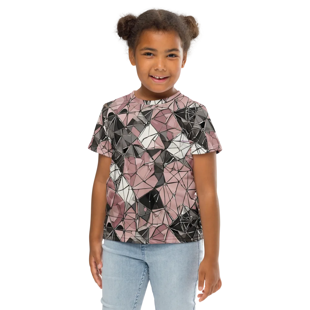 Rose Quartz Shatter on Kids Crew Neck T-Shirt — Front