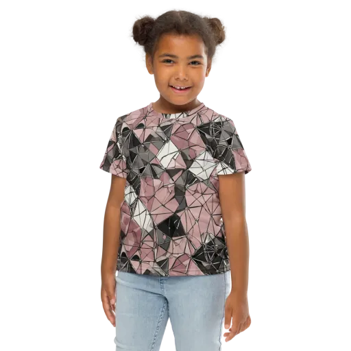 Rose Quartz Shatter on a Kids Crew Neck T-Shirt