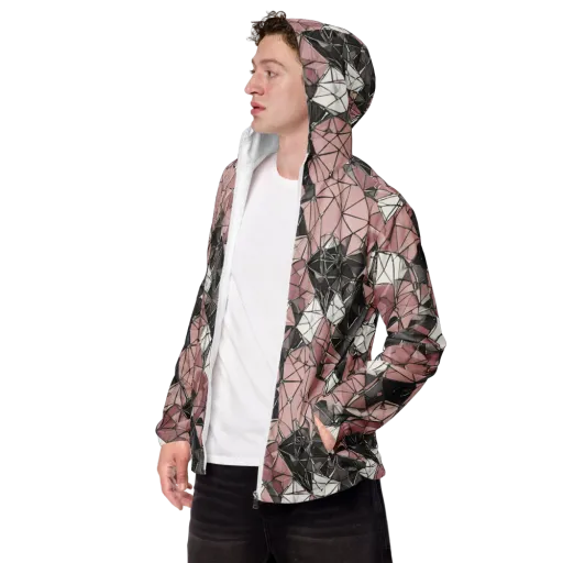 Rose Quartz Shatter on a Men's Windbreaker