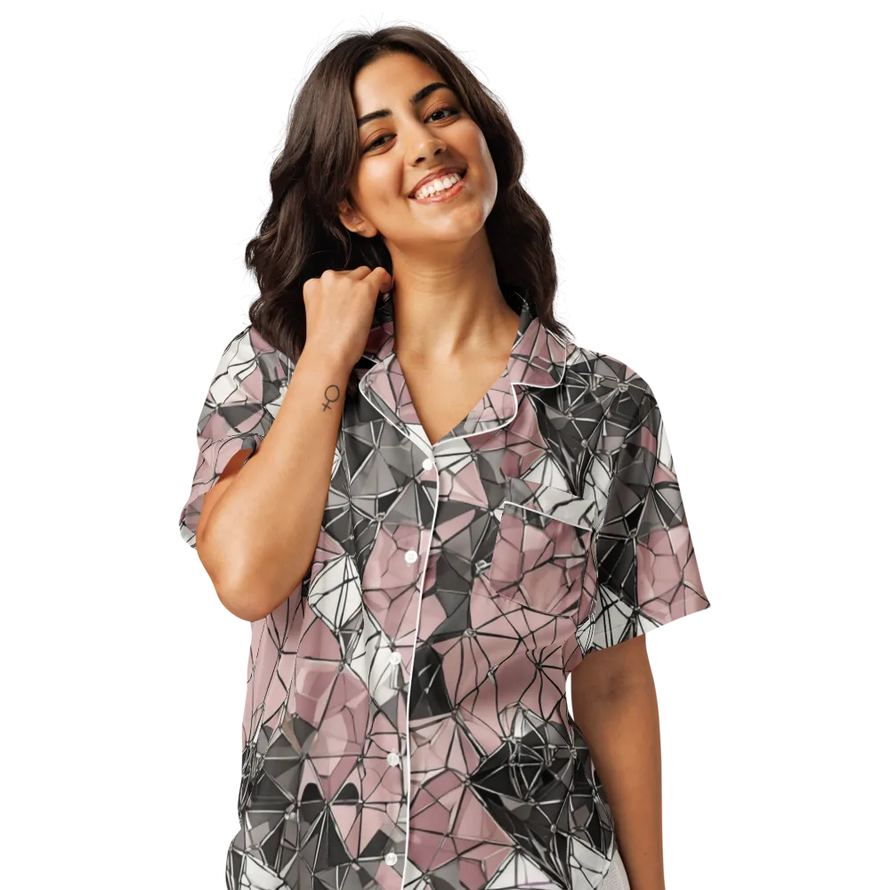 Rose Quartz Shatter on Women's Short Sleeve Pajama Top — Front