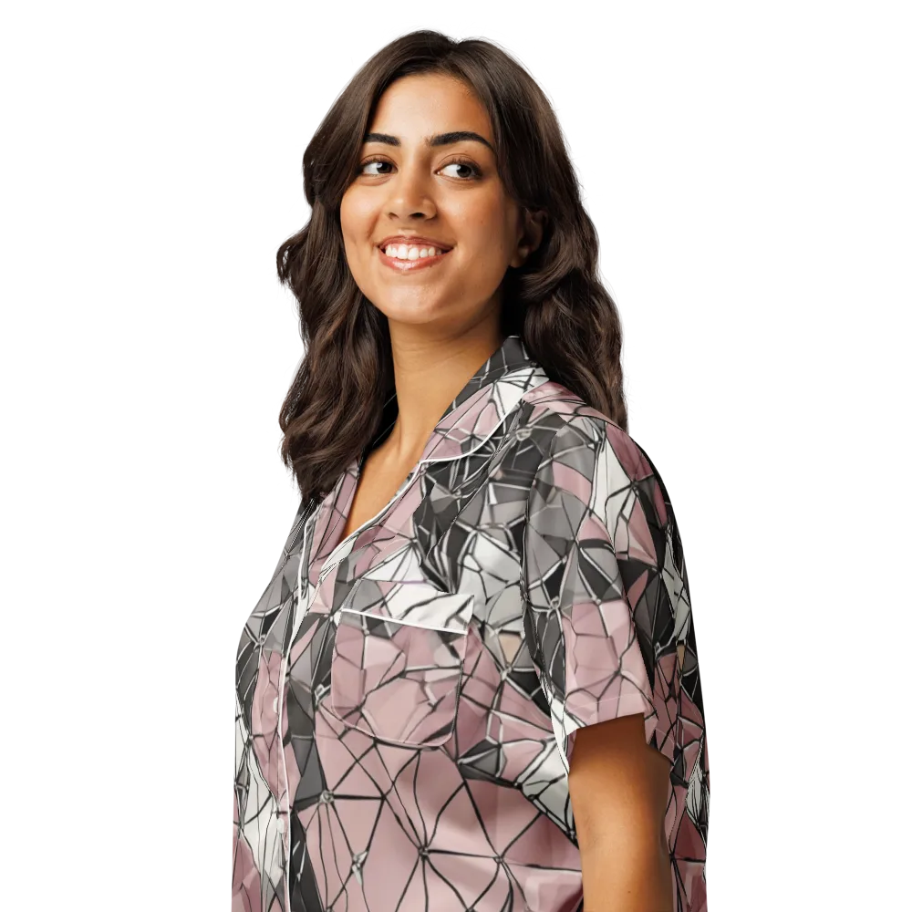 Rose Quartz Shatter on Women's Short Sleeve Pajama Top — Left Front